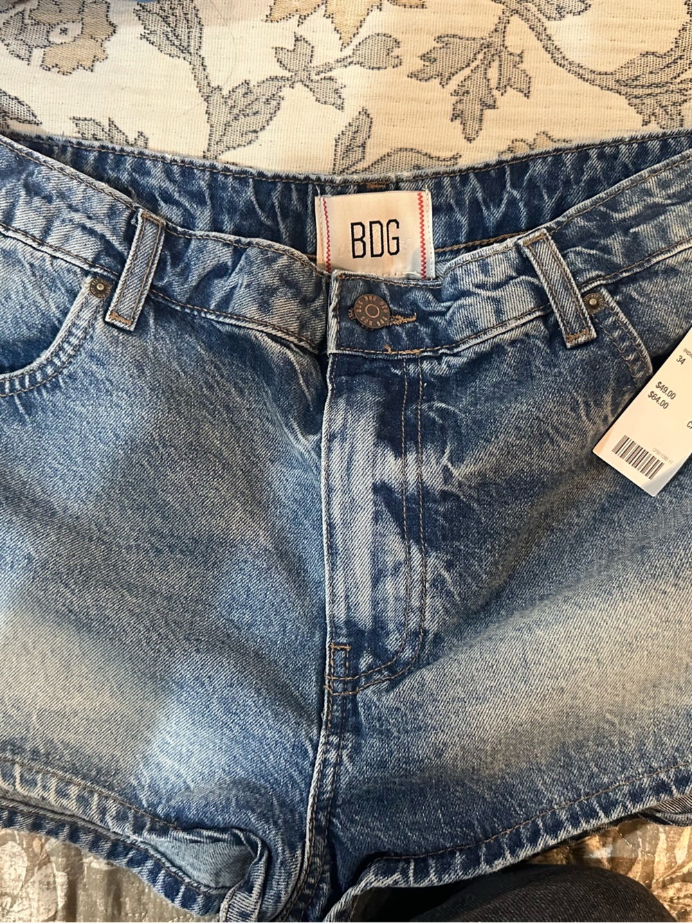BDG Light Blue Denim Shorts with Classic Stitching
